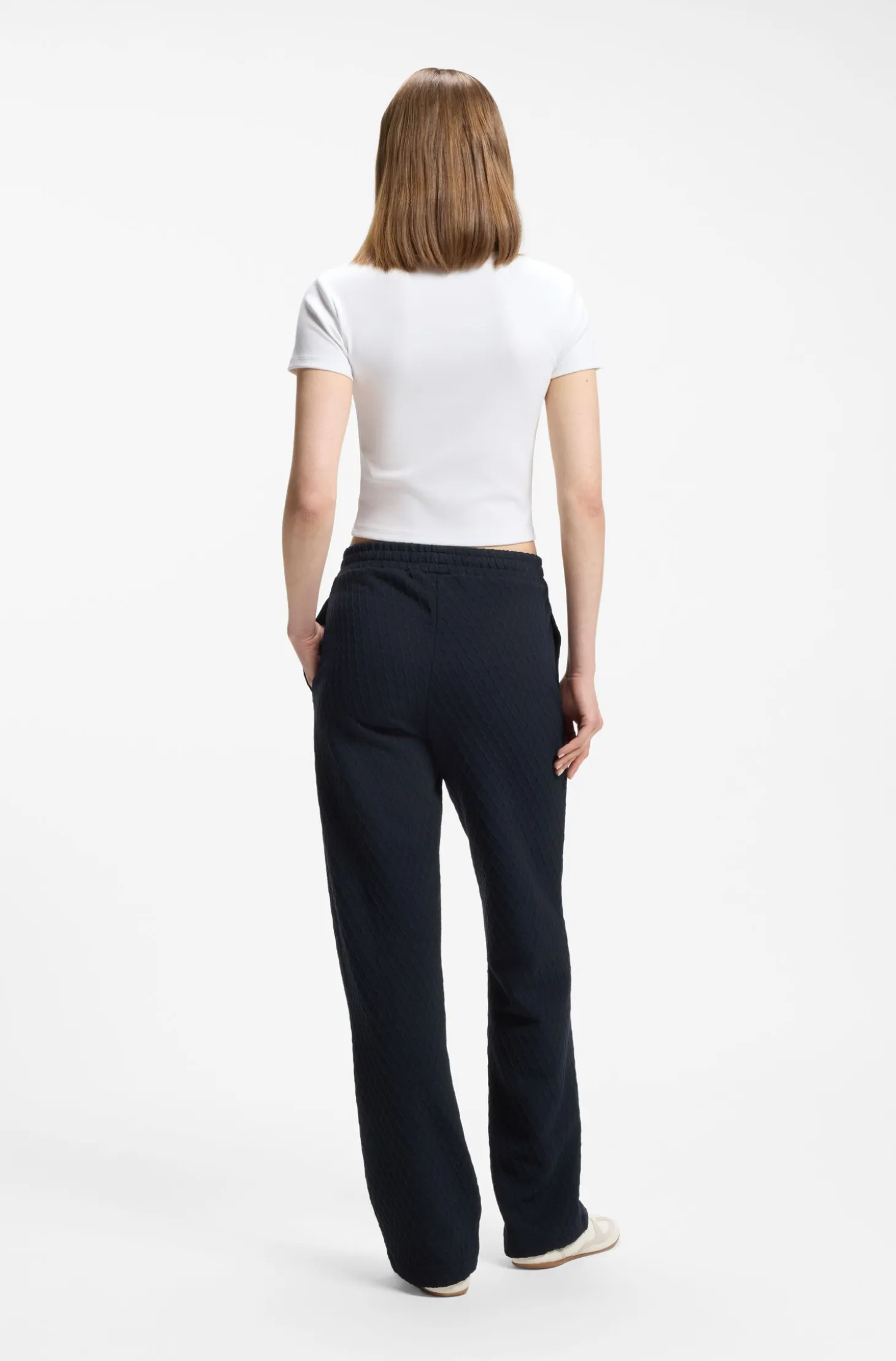 Straight-fit tracksuit bottoms in diamond jacquard