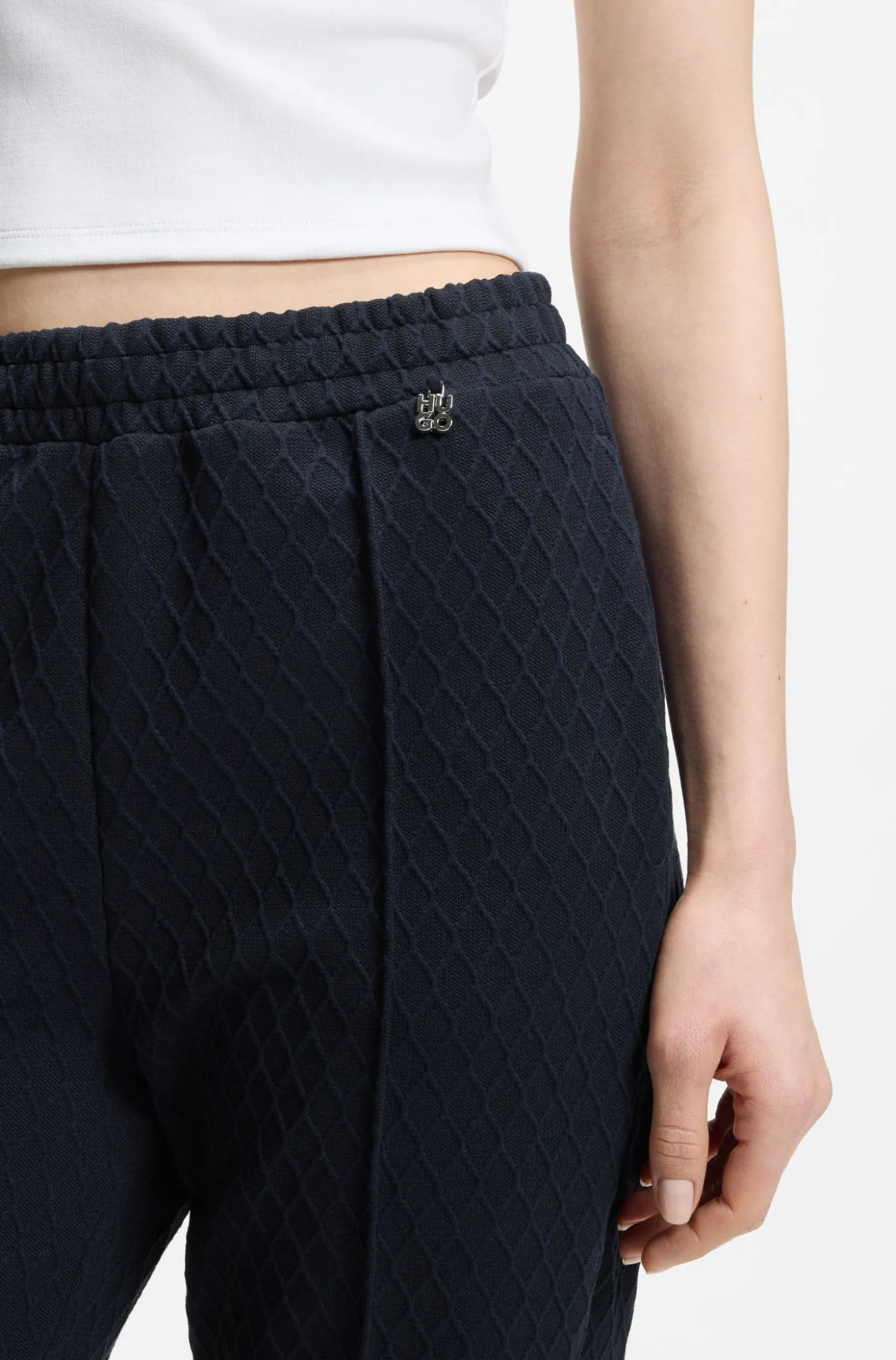 Straight-fit tracksuit bottoms in diamond jacquard