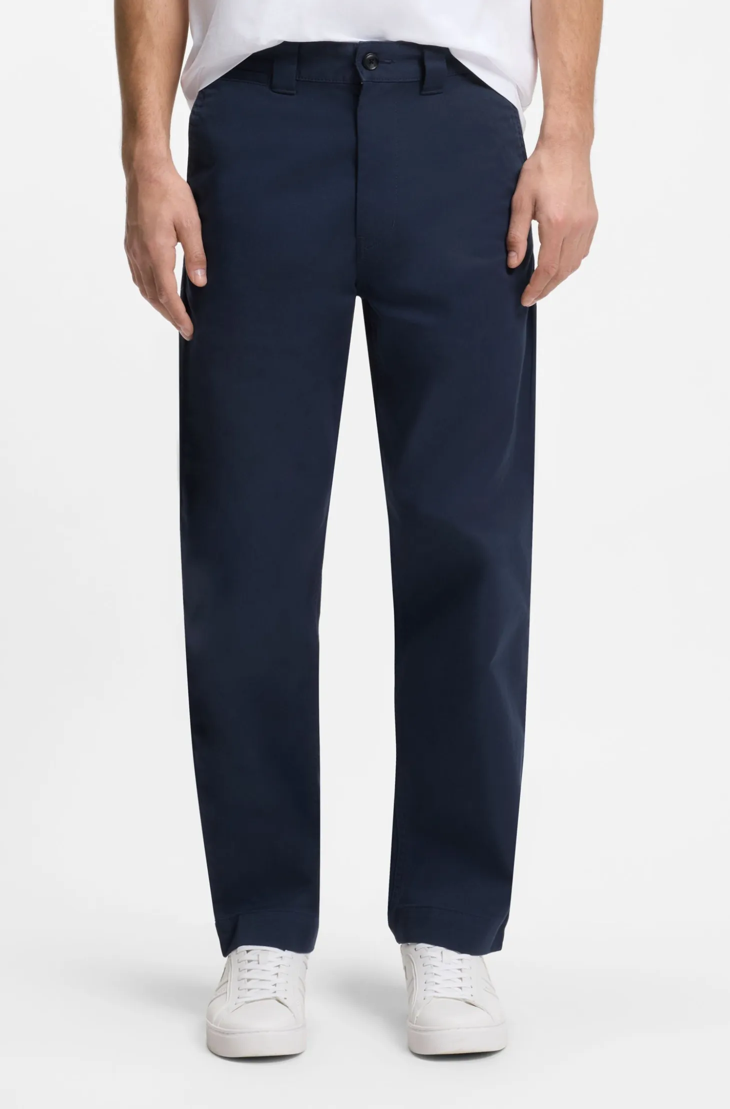 Straight-fit trousers in cotton-blend twill