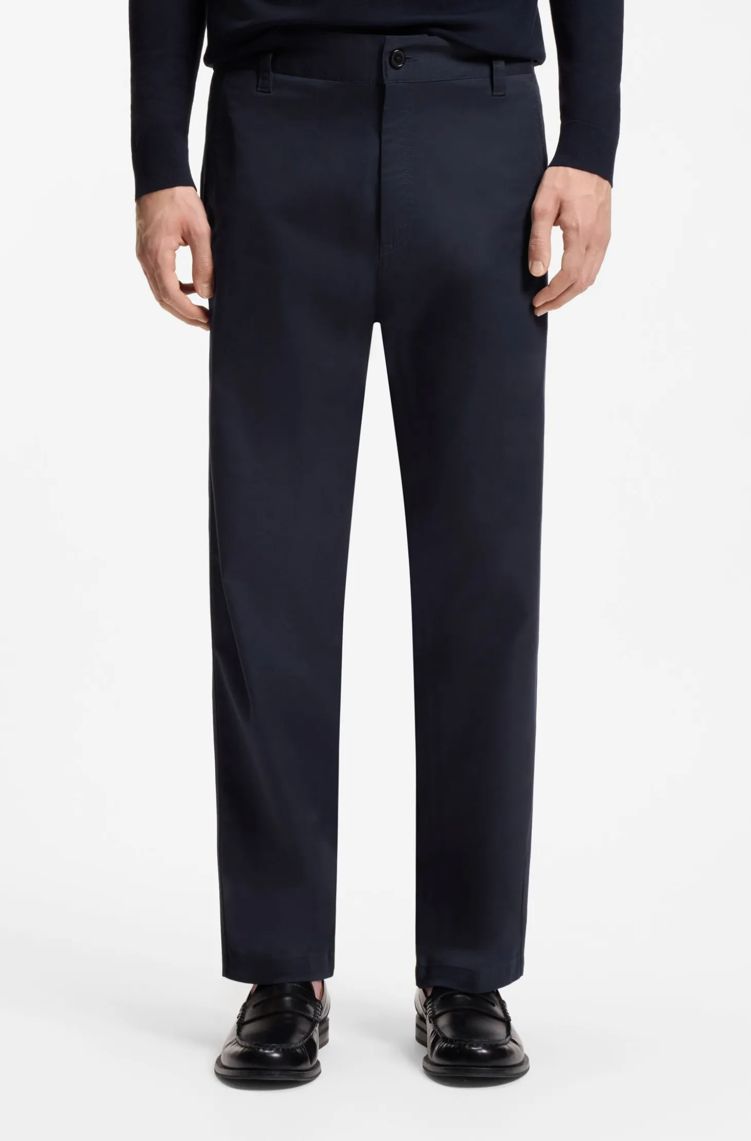 Straight-fit trousers in mercerised stretch cotton