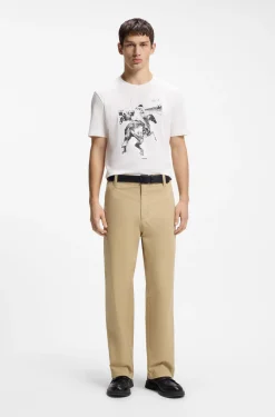 Straight-fit trousers in mercerised stretch cotton