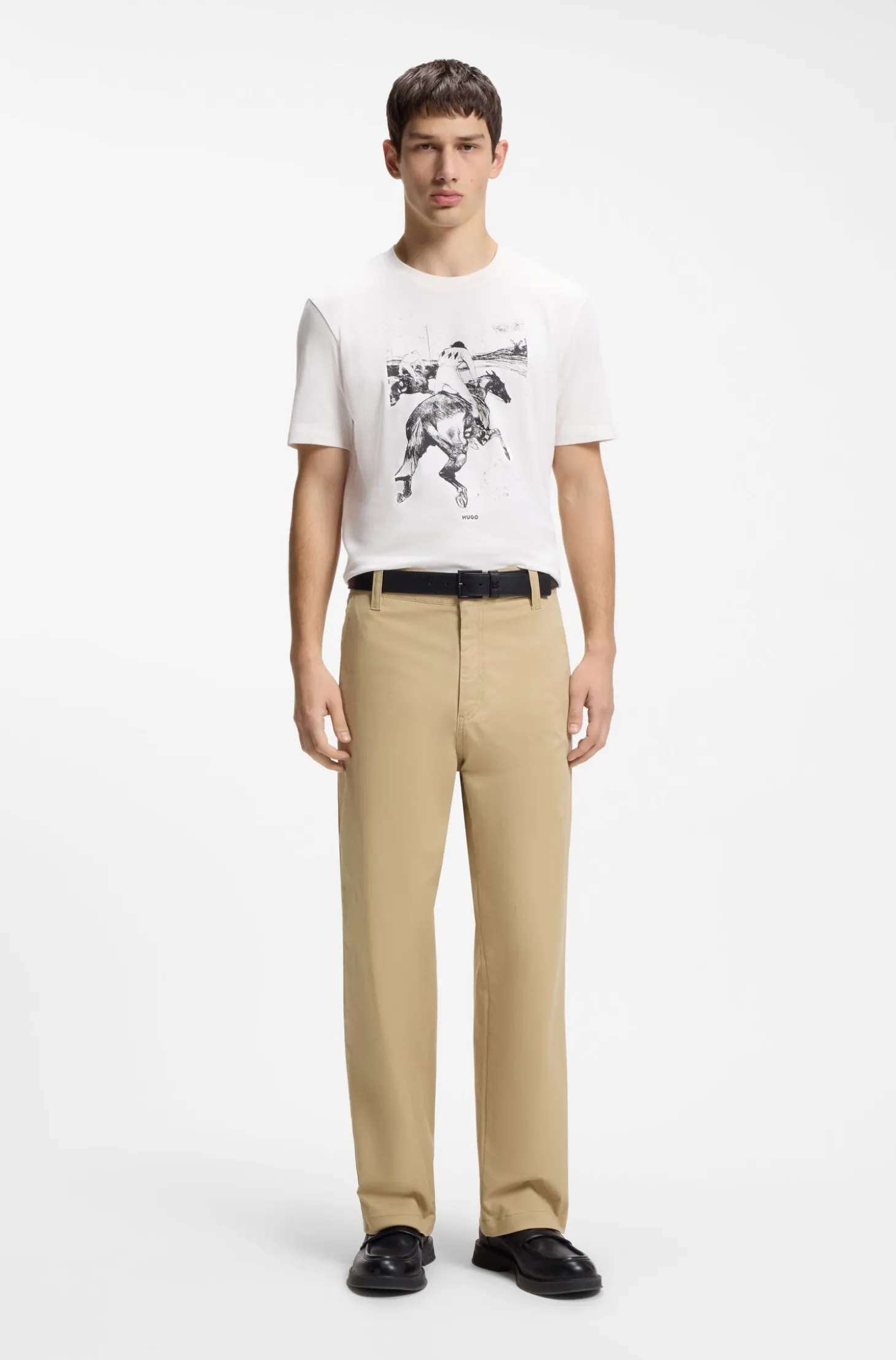 Straight-fit trousers in mercerised stretch cotton