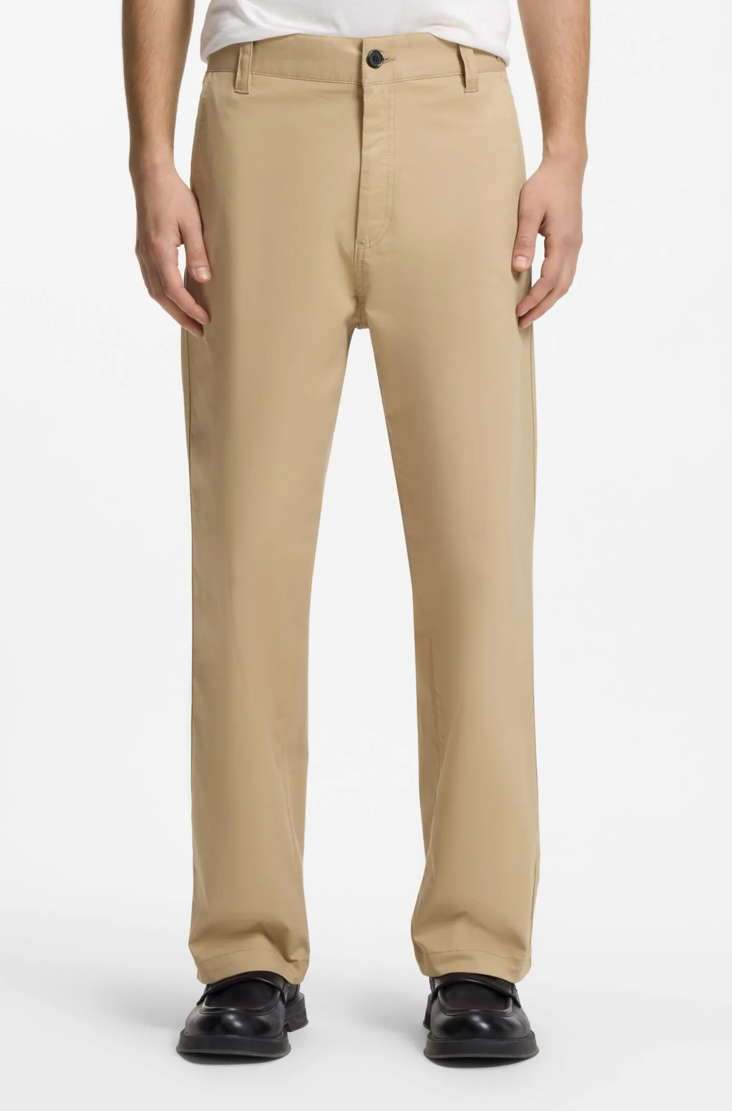Straight-fit trousers in mercerised stretch cotton