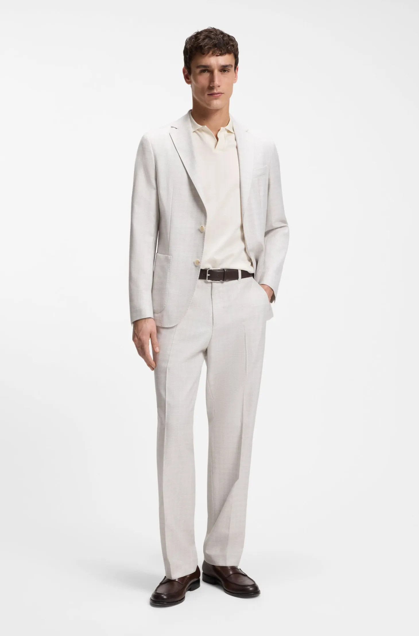 Straight-fit trousers in virgin wool and cotton