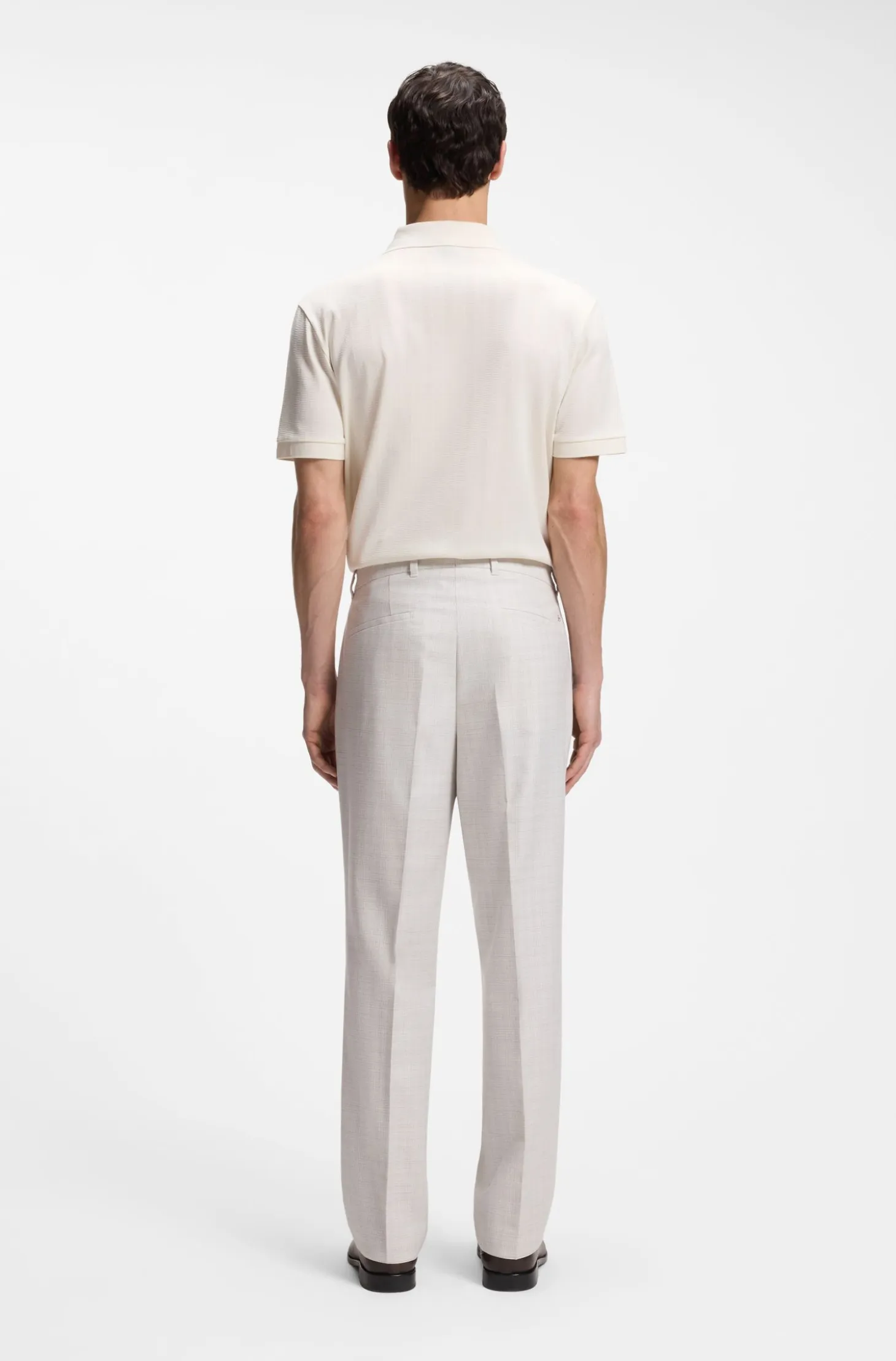 Straight-fit trousers in virgin wool and cotton