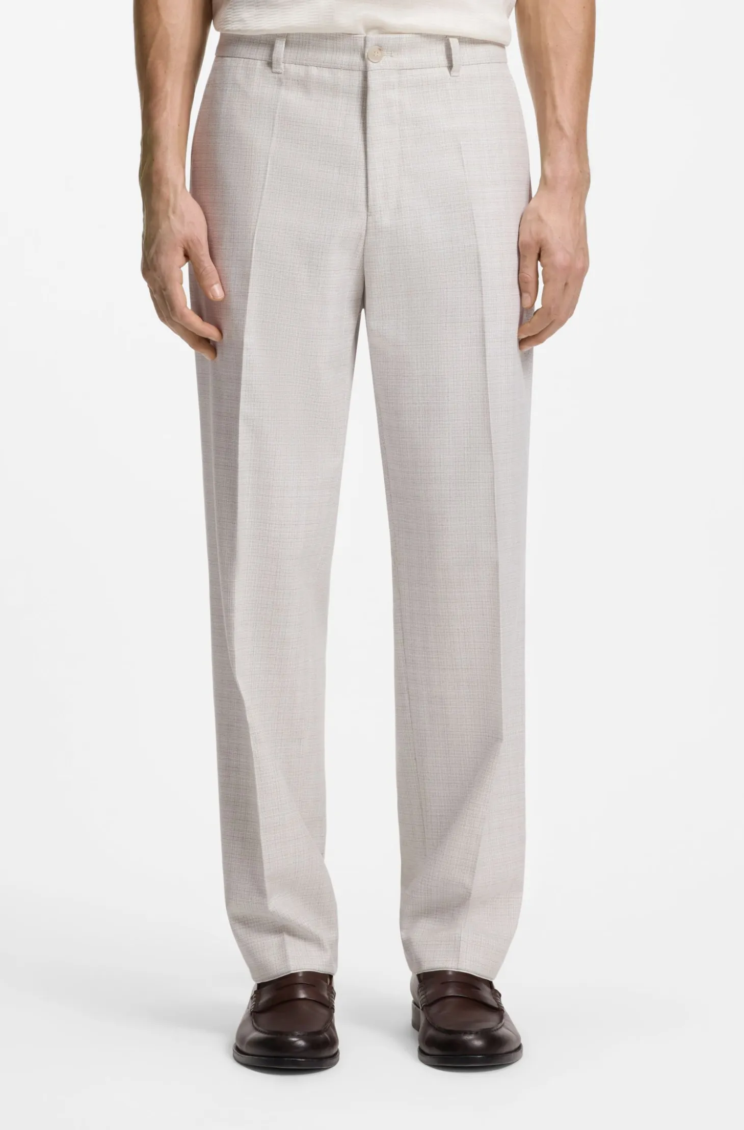 Straight-fit trousers in virgin wool and cotton