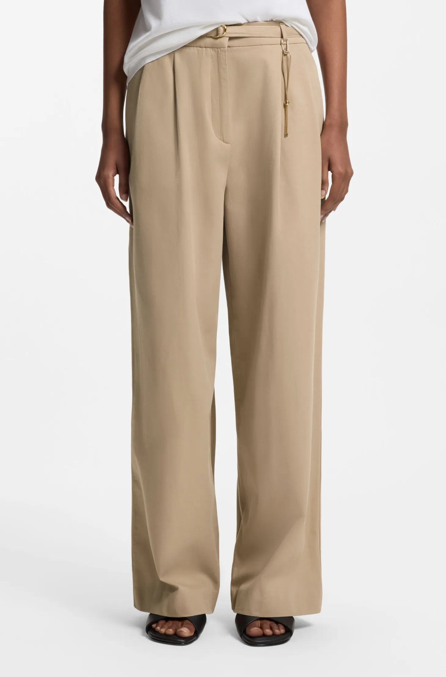 Straight-fit trousers with gold-tone carabiner chain