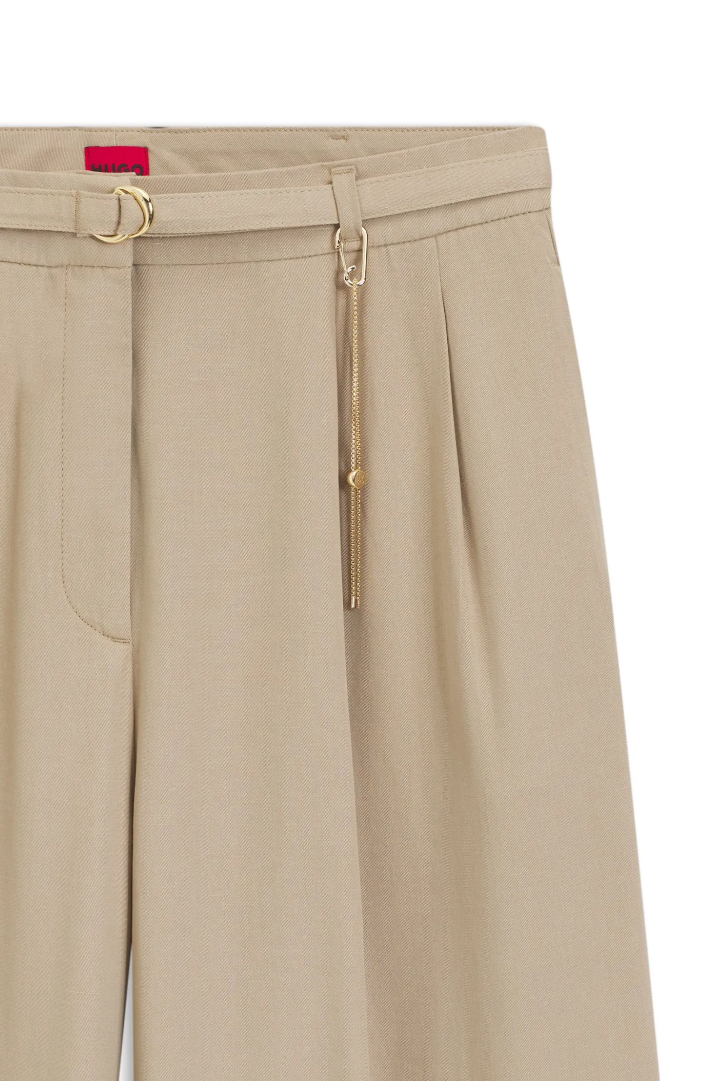 Straight-fit trousers with gold-tone carabiner chain