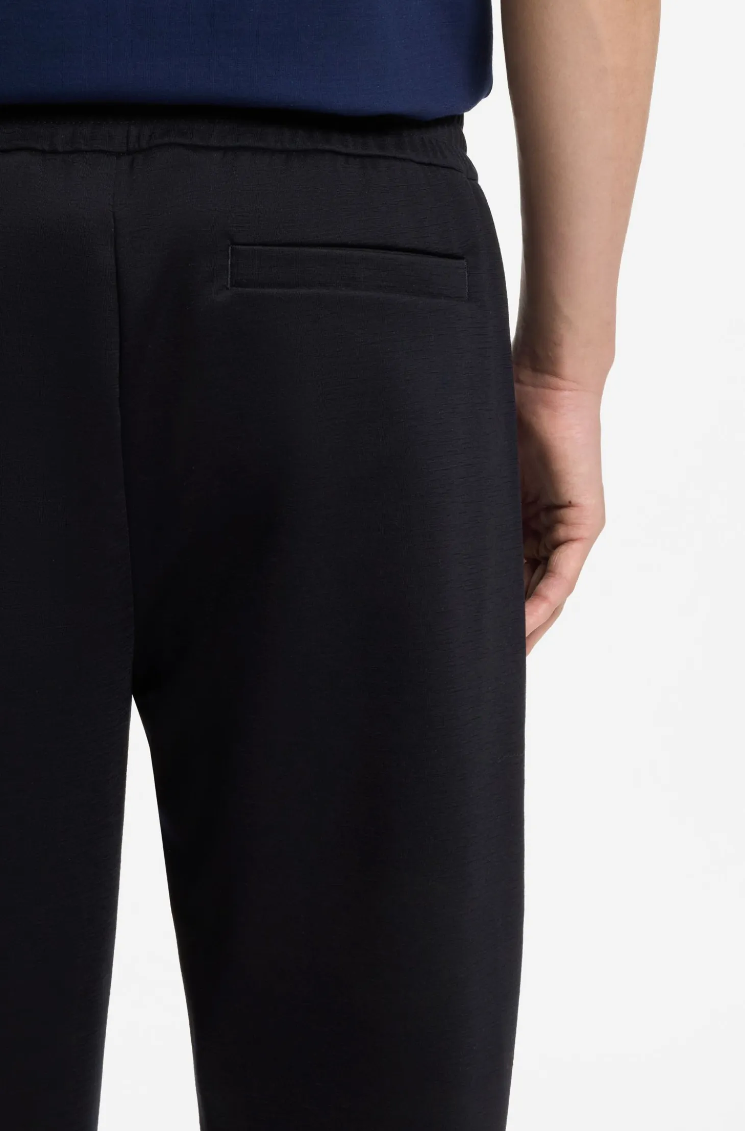 Straight-fit wool-blend trousers with drawstring waist