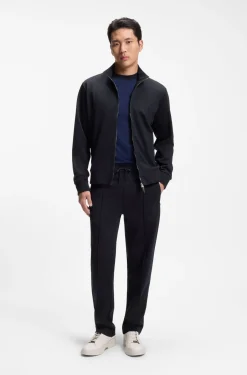 Straight-fit wool-blend trousers with drawstring waist