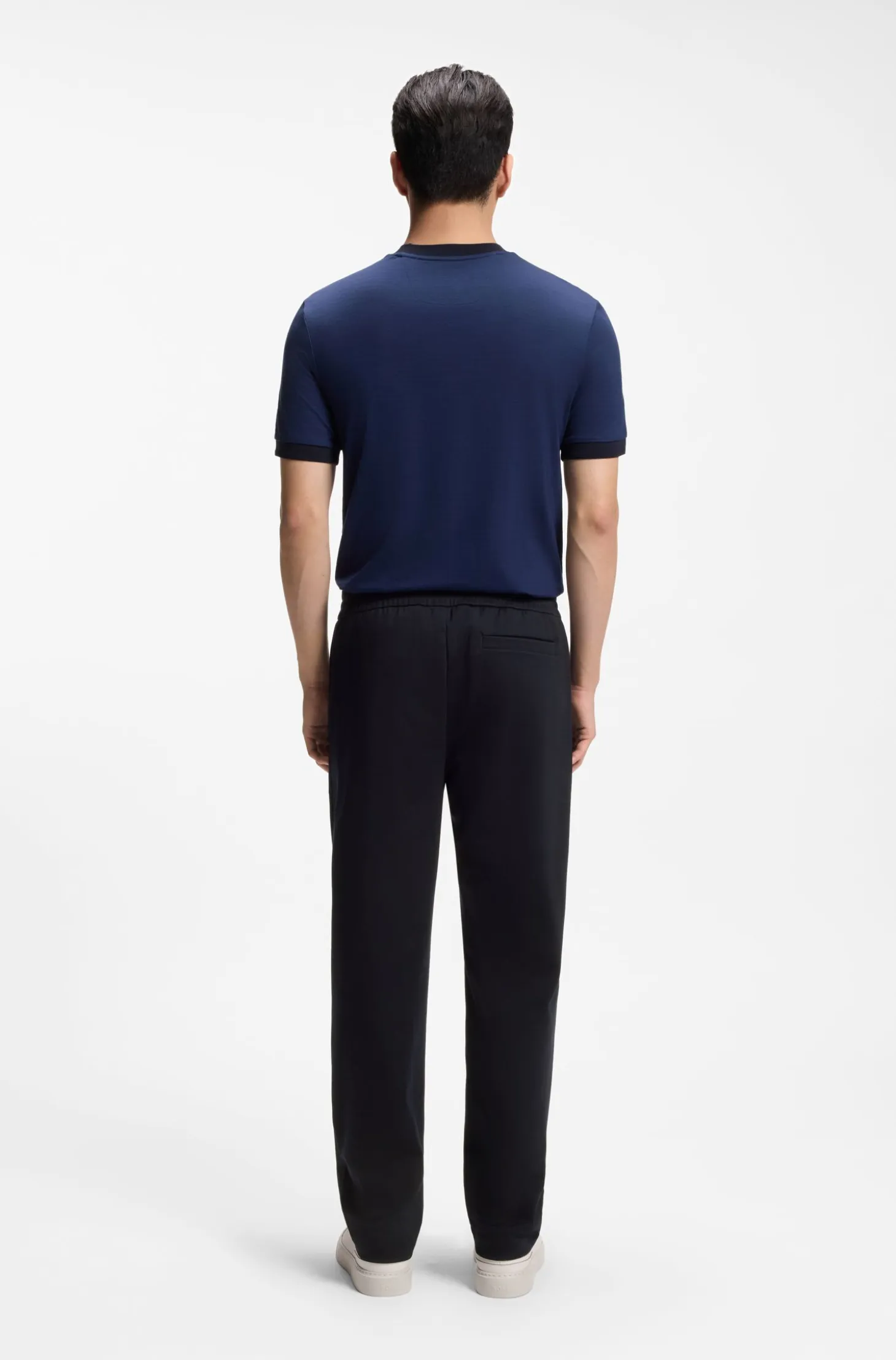 Straight-fit wool-blend trousers with drawstring waist