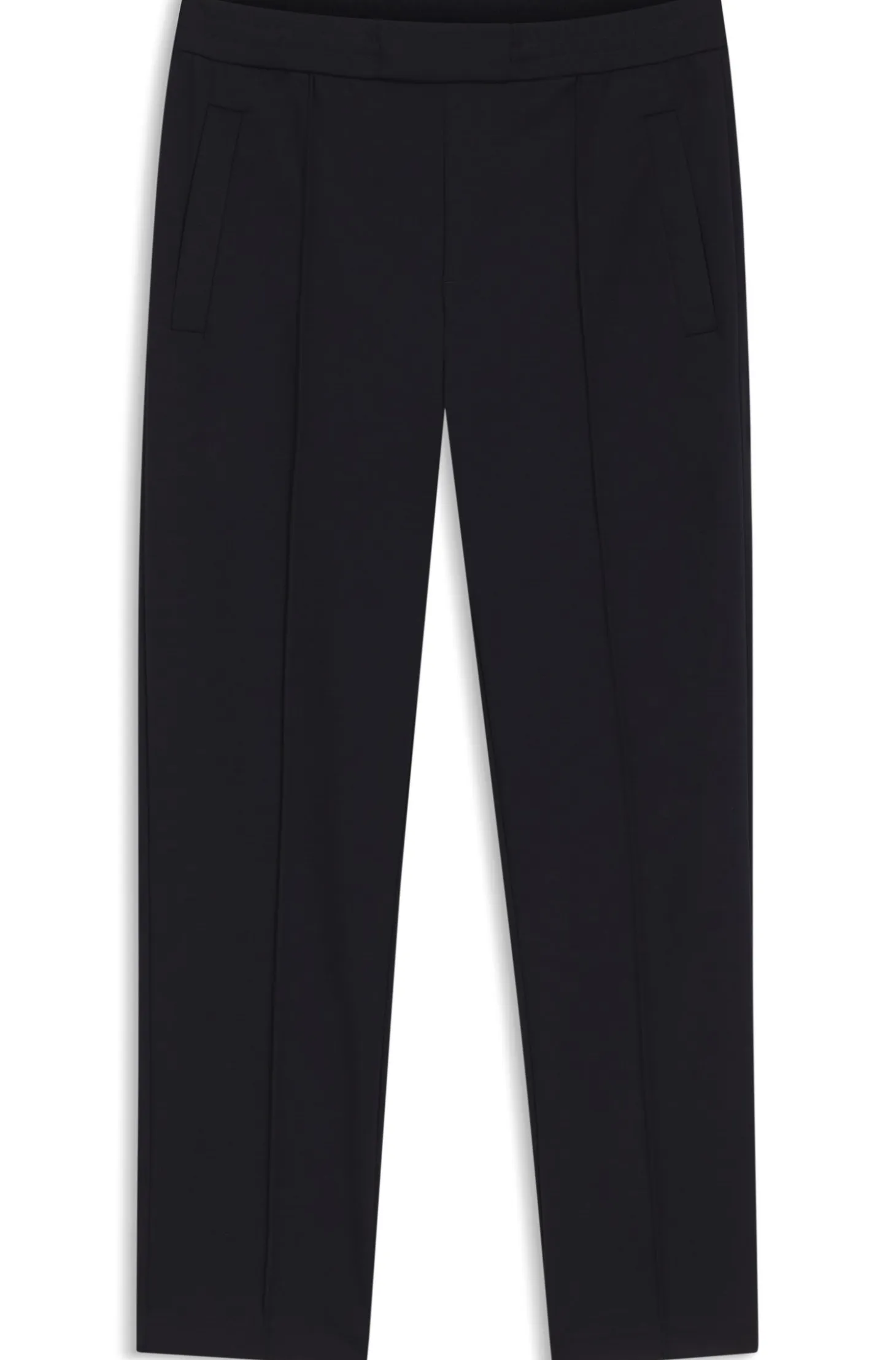 Straight-fit wool-blend trousers with drawstring waist