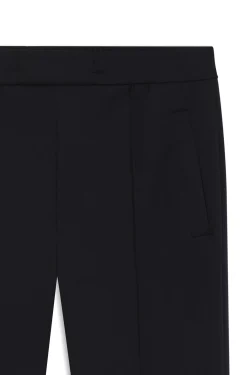 Straight-fit wool-blend trousers with drawstring waist