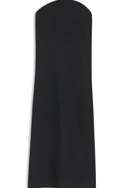 Strapless dress in stretch crepe with built-in corset
