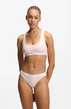 Stretch-cotton bralette with repeat logos
