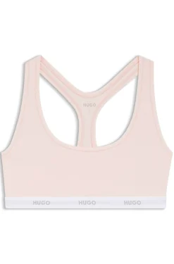 Stretch-cotton bralette with repeat logos