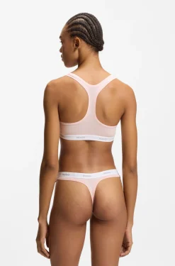 Stretch-cotton bralette with repeat logos