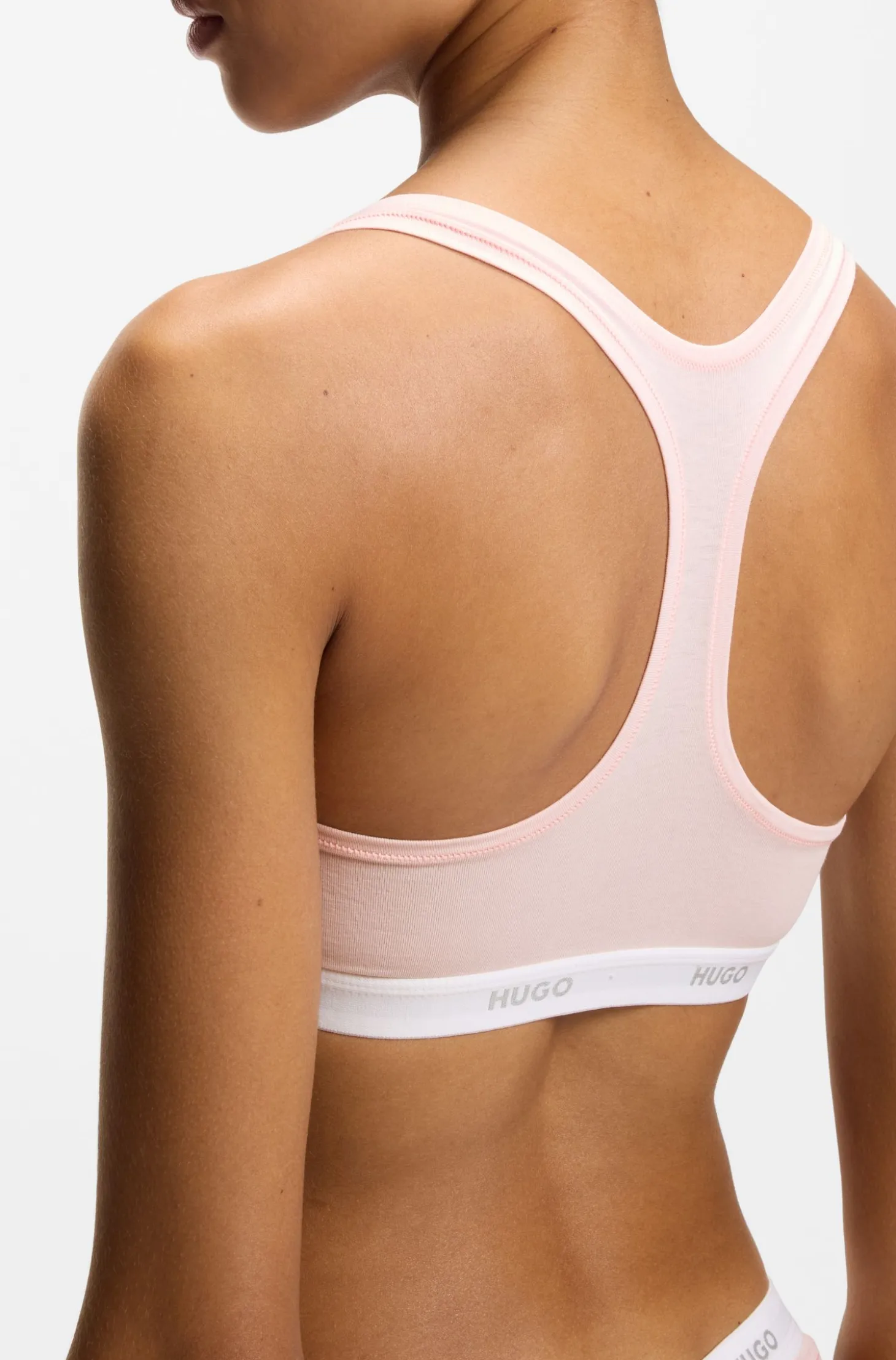 Stretch-cotton bralette with repeat logos