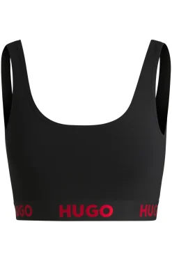 Stretch-cotton bralette with logo band