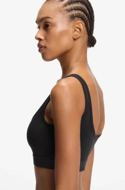 Stretch-cotton bralette with red logo label