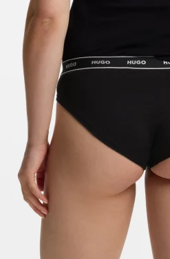 Stretch-cotton briefs with logo waistband