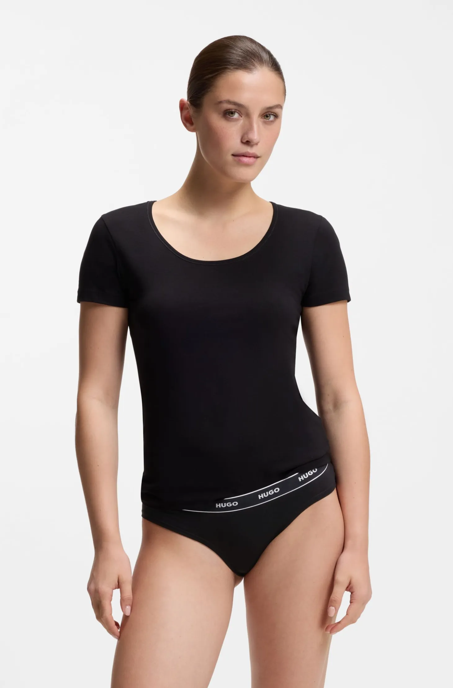 Stretch-cotton briefs with logo waistband