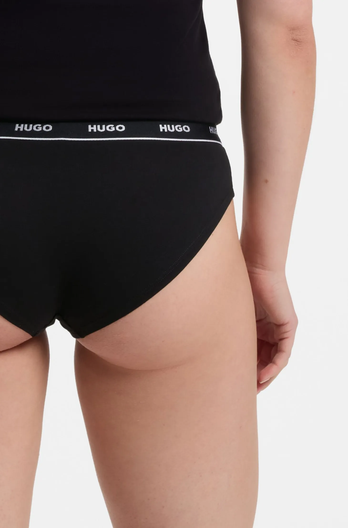 Stretch-cotton briefs with logo waistband