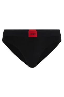 Stretch-cotton briefs with red logo label