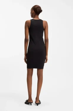Stretch-cotton dress with Happy HUGO