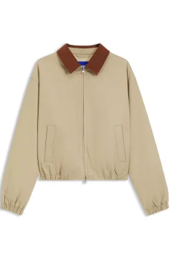 Stretch-cotton jacket with contrast corduroy collar