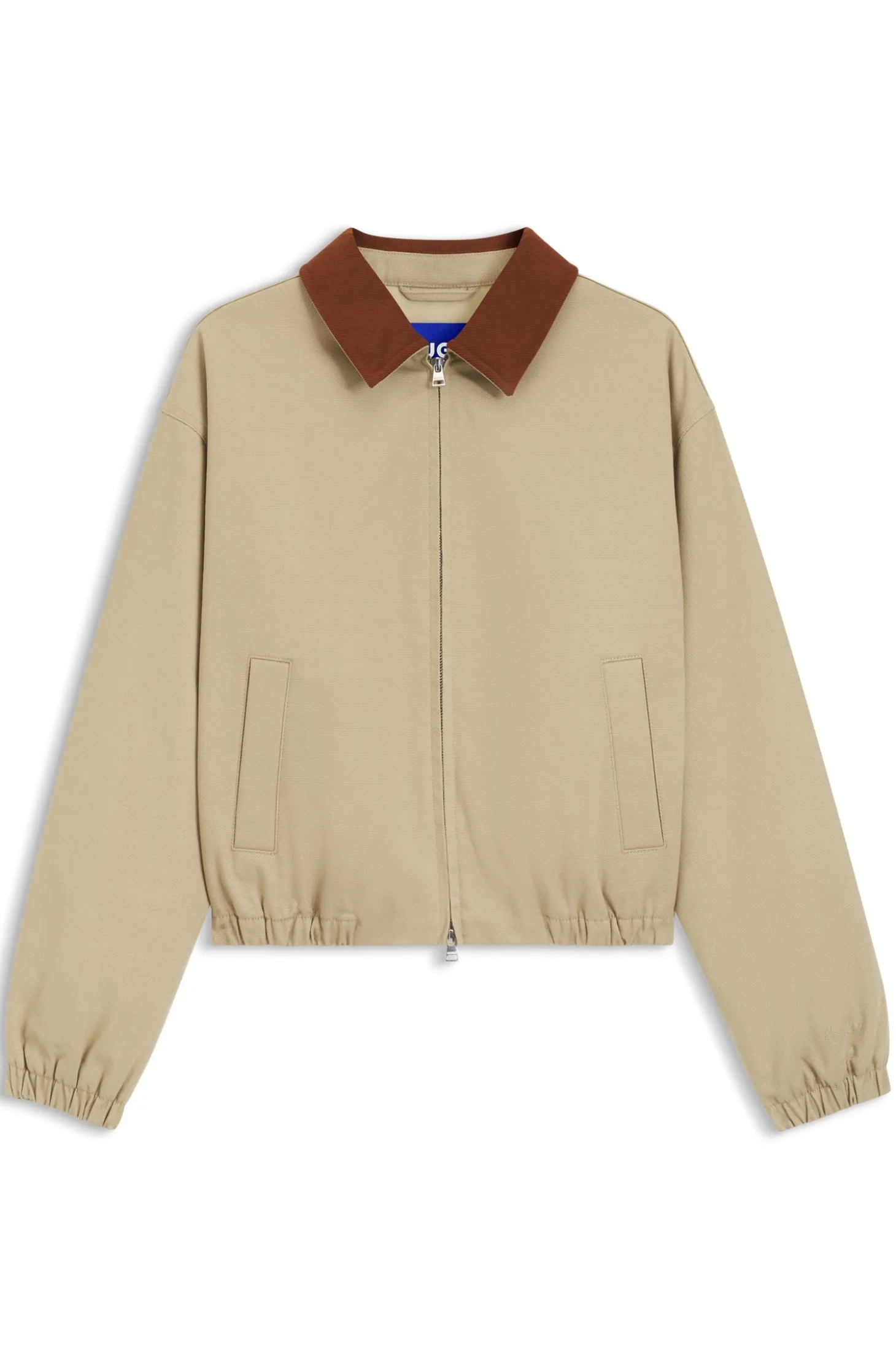 Stretch-cotton jacket with contrast corduroy collar