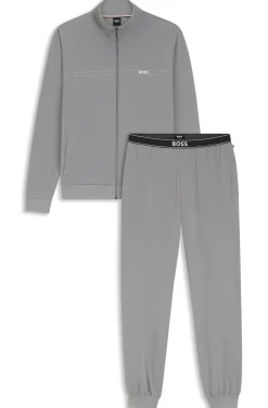 Stretch-cotton loungewear set with logo print