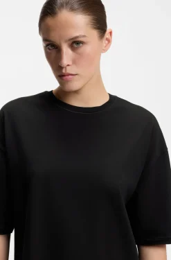Stretch-cotton night dress with mesh insert
