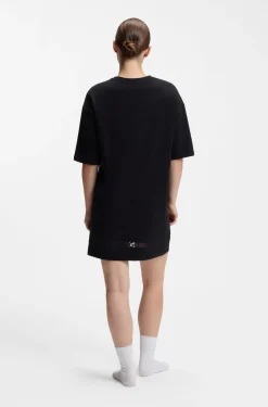 Stretch-cotton night dress with mesh insert