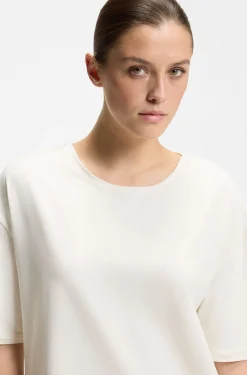 Stretch-cotton night dress with mesh insert