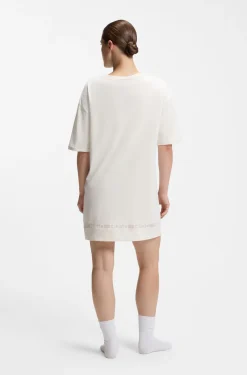 Stretch-cotton night dress with mesh insert