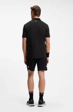 Stretch-cotton polo shirt with tennis-inspired logo
