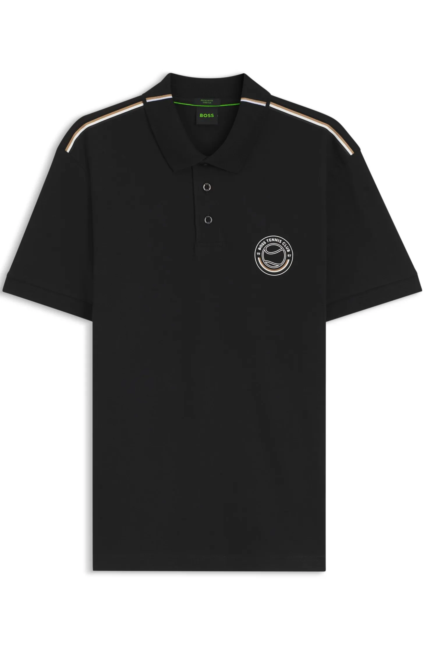 Stretch-cotton polo shirt with tennis-inspired logo