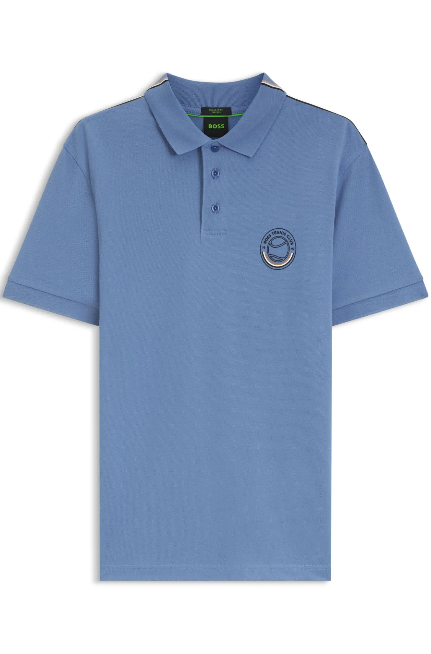 Stretch-cotton polo shirt with tennis-inspired logo