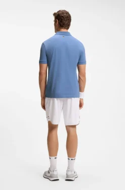 Stretch-cotton polo shirt with tennis-inspired logo