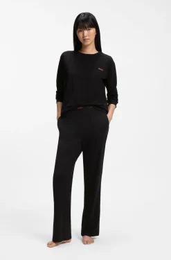 Stretch-cotton pyjama bottoms with logo waistband