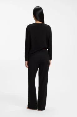 Stretch-cotton pyjama bottoms with logo waistband