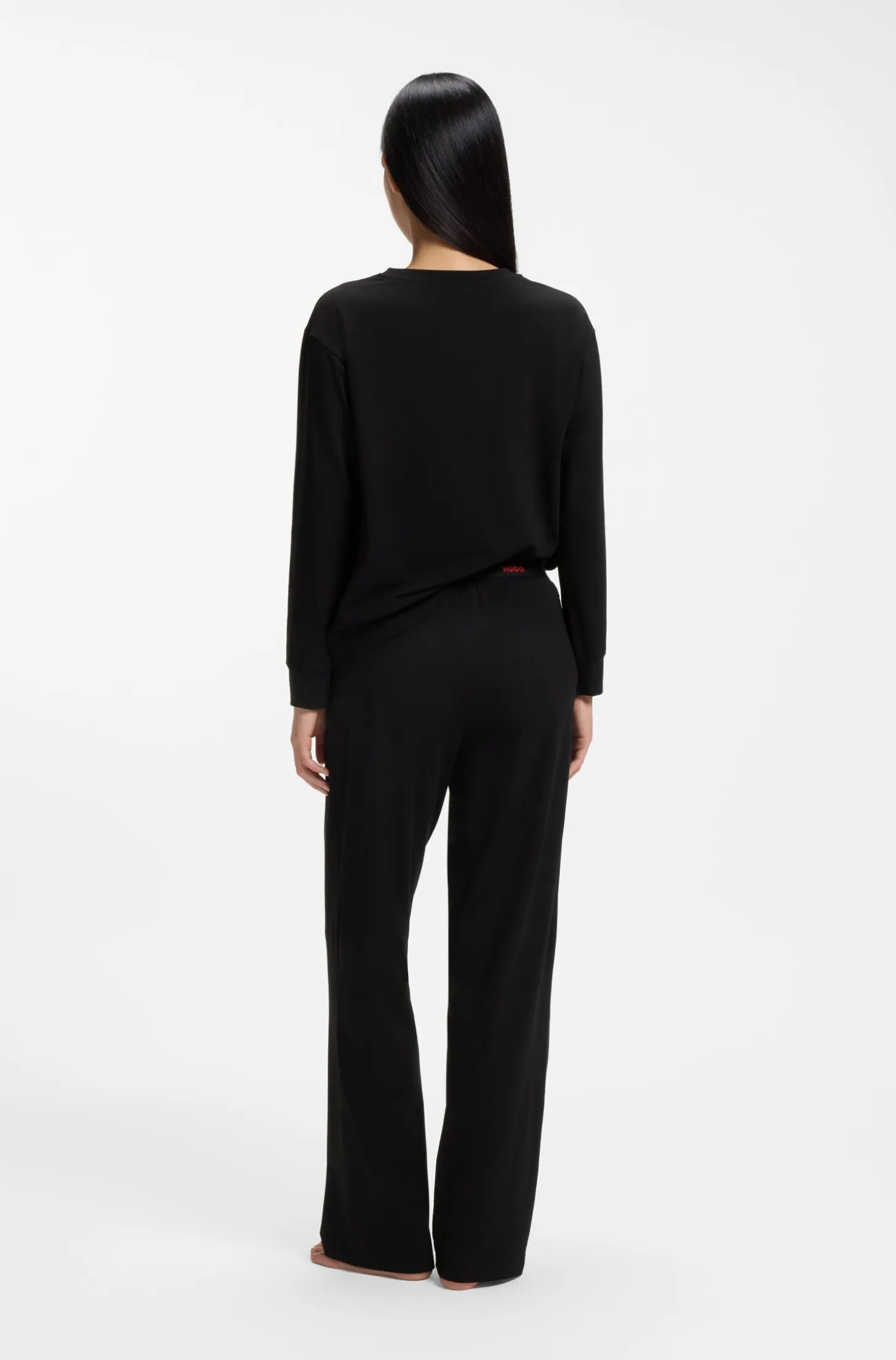 Stretch-cotton pyjama bottoms with logo waistband