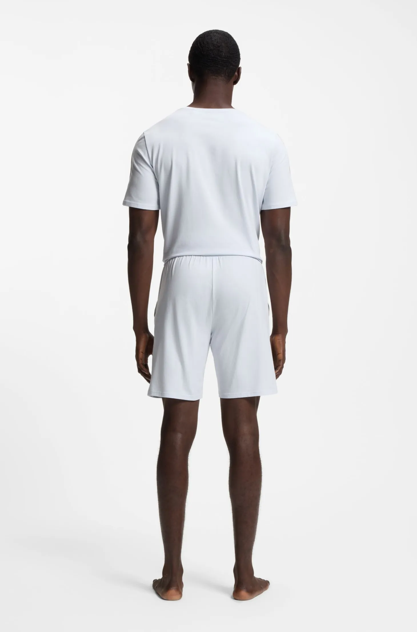Stretch-cotton pyjama shorts with signature-stripe tape