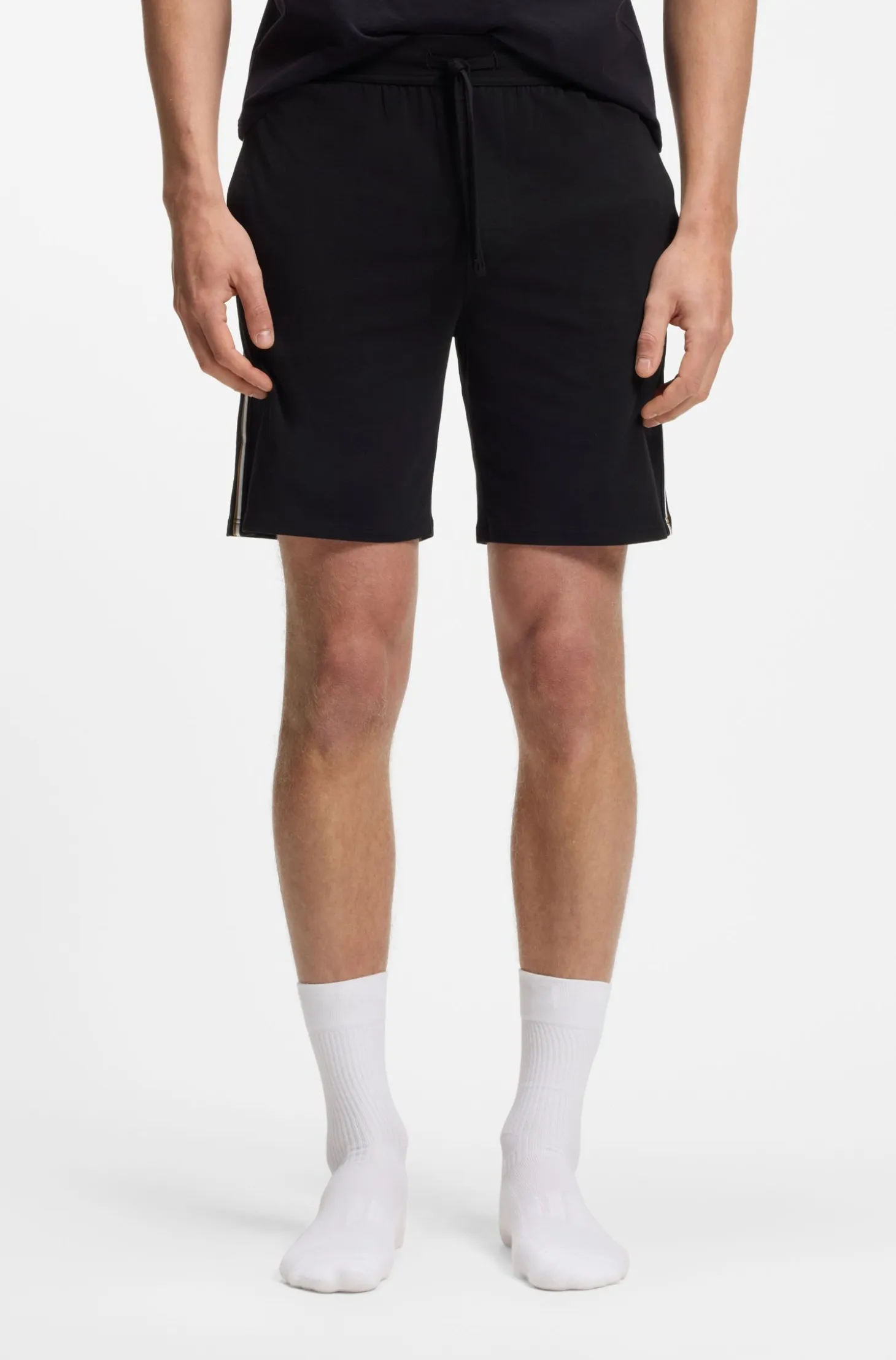 Stretch-cotton pyjama shorts with signature-stripe trims