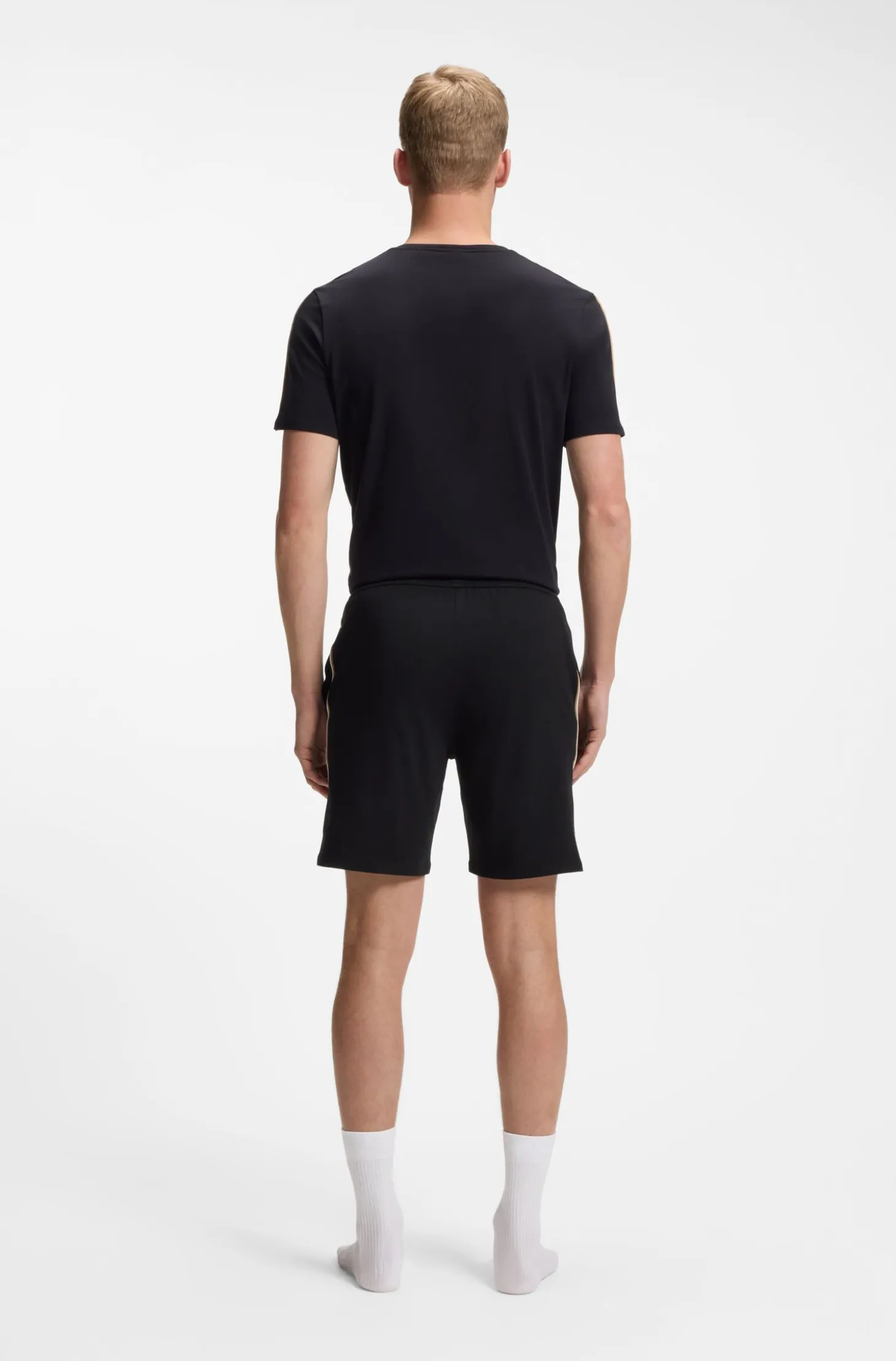 Stretch-cotton pyjama shorts with signature-stripe trims