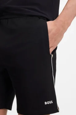 Stretch-cotton pyjama shorts with signature-stripe trims