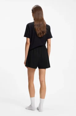 Stretch-cotton pyjama shorts with branded cords