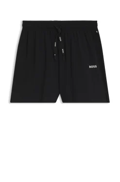 Stretch-cotton pyjama shorts with branded cords