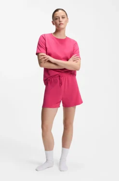 Stretch-cotton pyjama shorts with branded cords